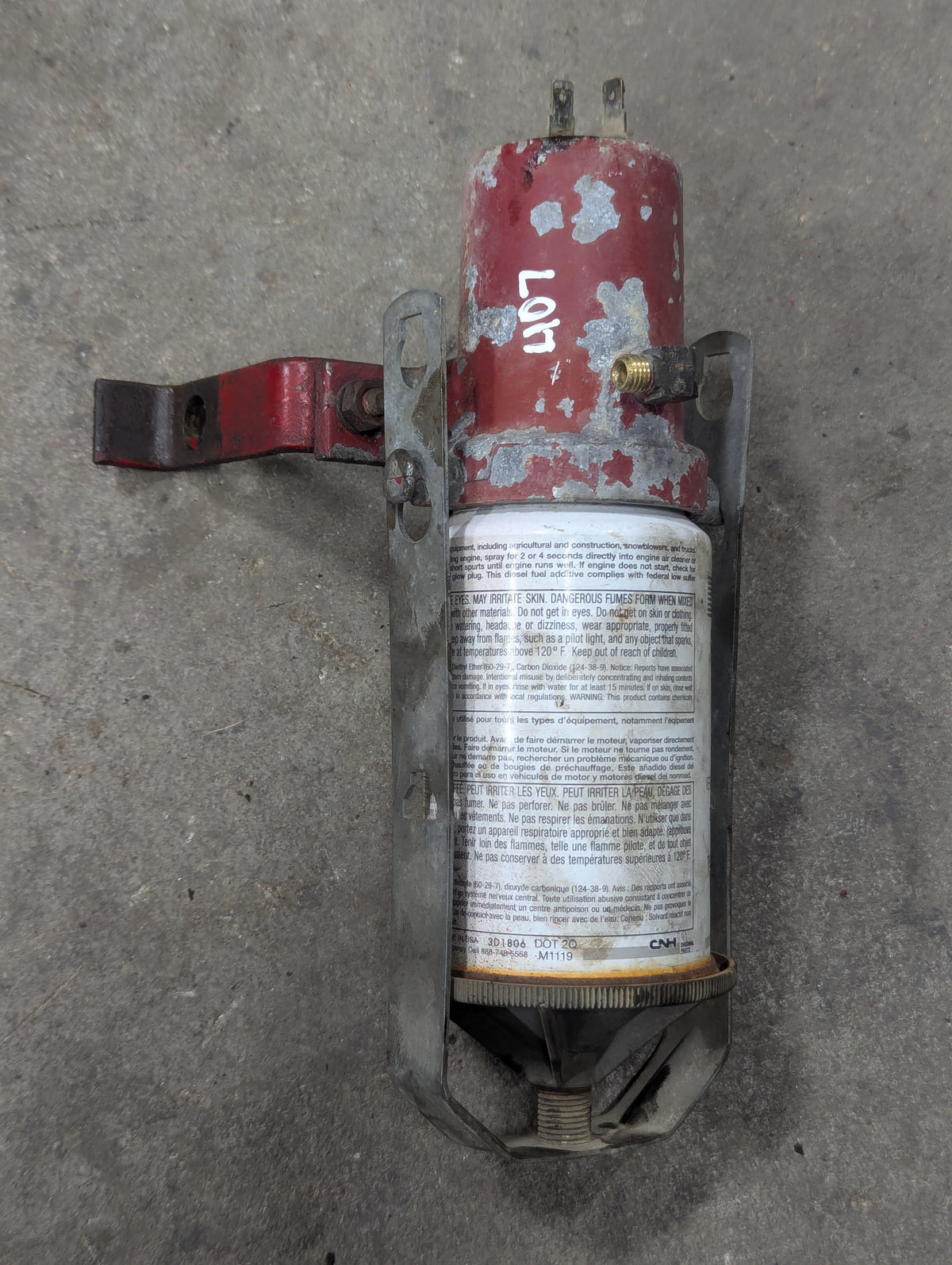 Ether Solenoid & Bracket IH International 395072R1 393719R91 USED